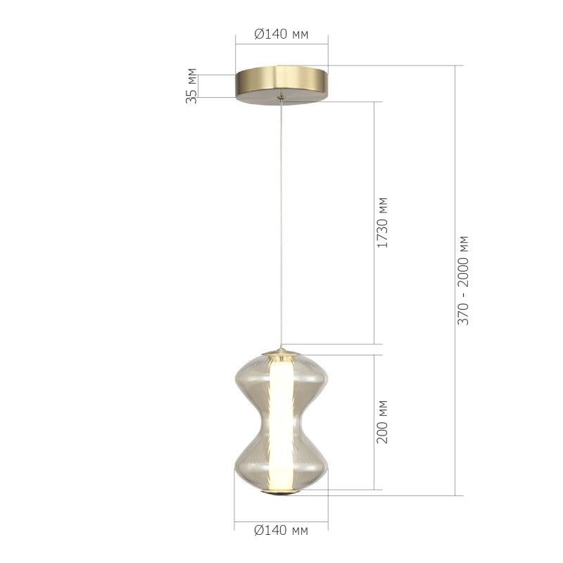 Подвесной светильник *14*-200 см, 1*LED, 6W, 3000K, ST-Luce Spine SL6136.203.01, золотой