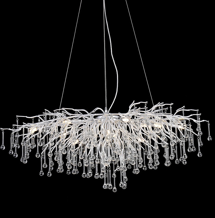 Светильник подвесной ElegantLight DZN-8193 SILVER/СЕРЕБРО D1200*600/H2000/13/G9/35W RAIN 22-07