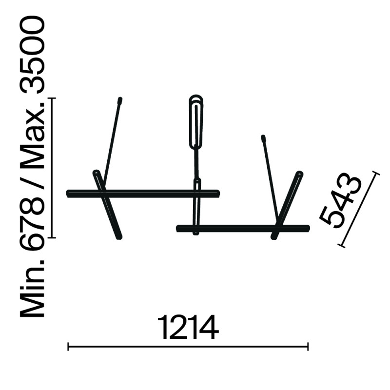Подвесной светильник 172,4*73,5*310 см, LED, 50W, 3000К, Maytoni Radiance MOD278PL-L50G3K золото матовое
