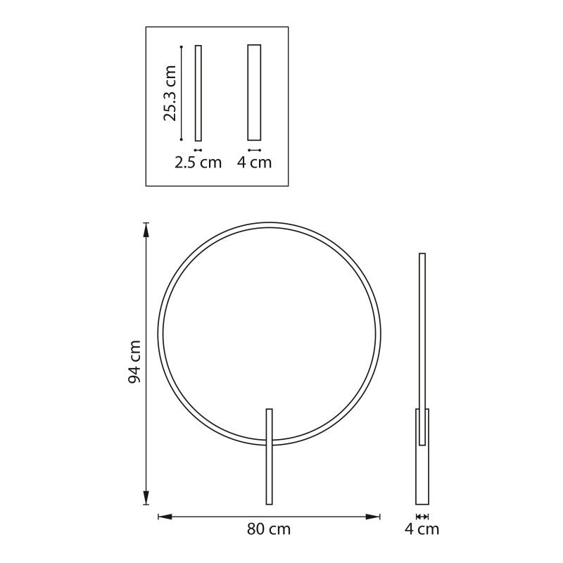 Бра 4*80*-94 см, 1*LED*28W, 3000K, Lightstar Undine 738587, черный