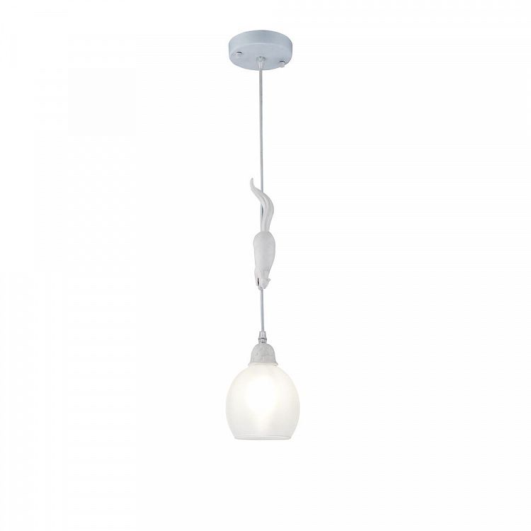 Подвесной светильник с мышкой Freya Squirrel FR5010PL-01W белый, диаметр 13 см
