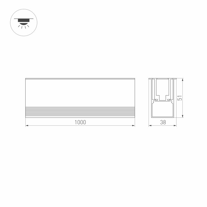 Тротуарный светильник Arlight 032487(1) 100*3,8*5,1 см, W, белый (дневной)K,