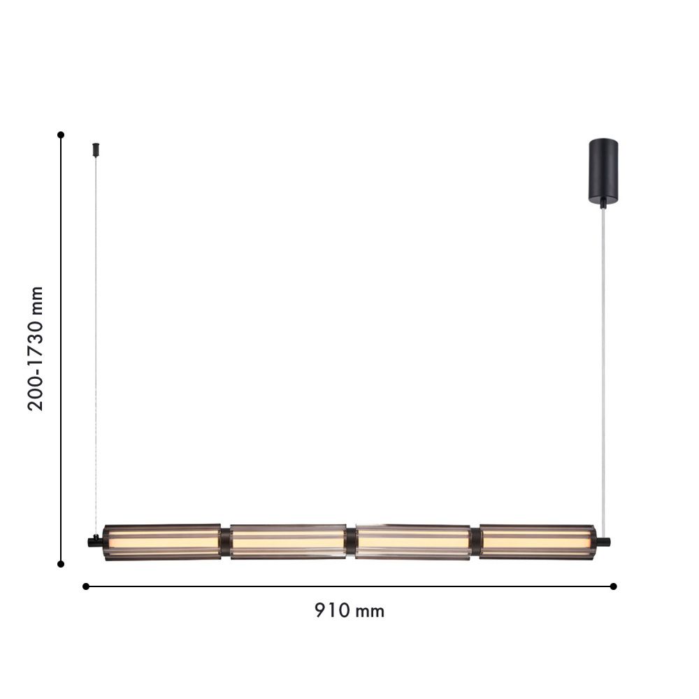 Подвесная люстра 90*6*20-173 см, 1*LED*14W, 3000K, Favourite Hexagoni 4776-4P, черный