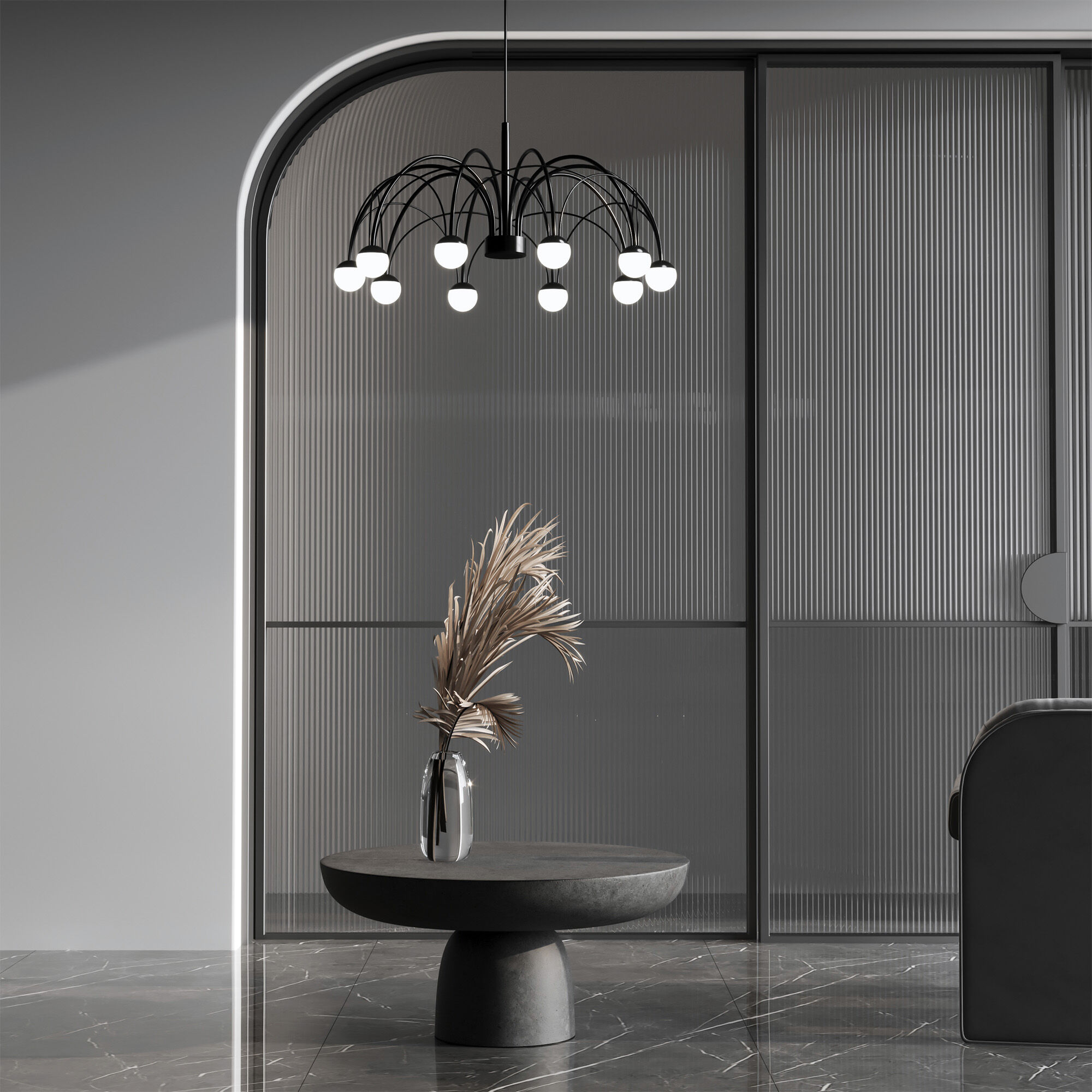 Подвесной светильник 65*65*50-110 см, LED*35W, 4000K, Eurosvet Ragno 90034/10, черный, a069301