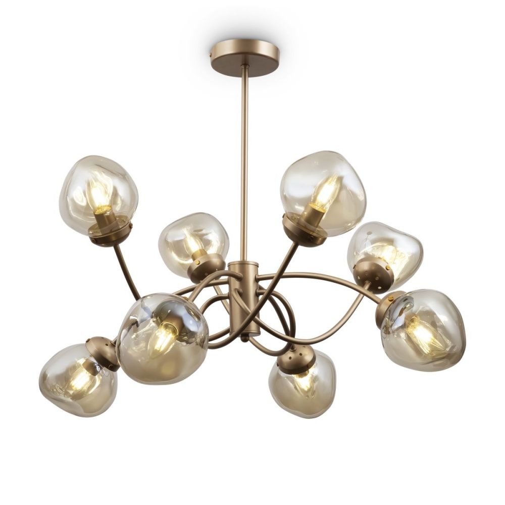 Люстра на штанге 78 см, Freya Volani FR8017PL-08MG, матовое золото