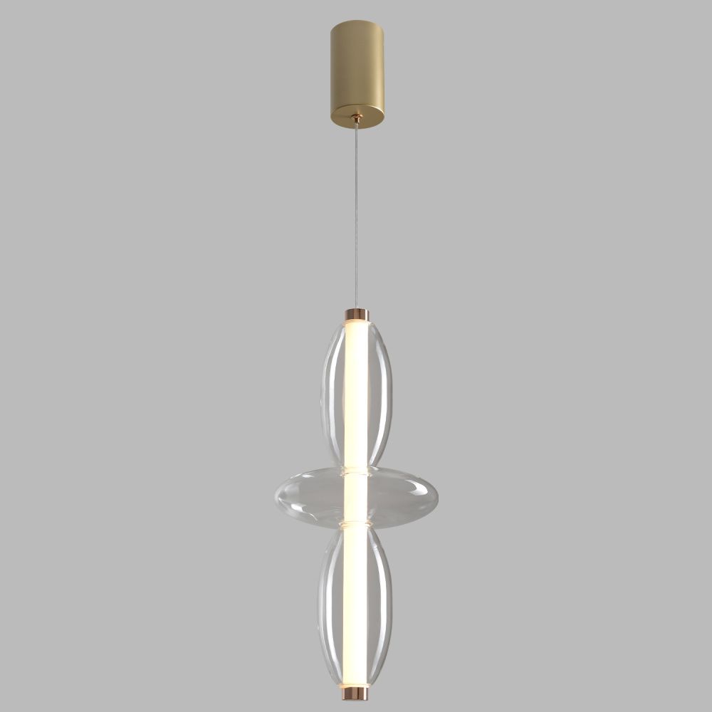 Светильник 18 см, 14W, 3000K, Crystal Lux QUASAR SP14W LED TRANSPARENT, золото