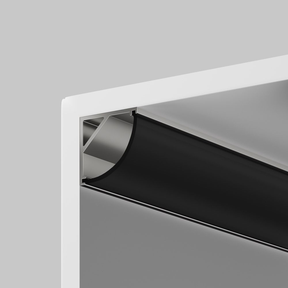 Рассеиватель для профиля 16×16 (Дуга, Чёрный, 2 м), ALM-1616R-B-DF-2M 642027, 200*2*1 см, Maytoni Led Strip 642027, Черный