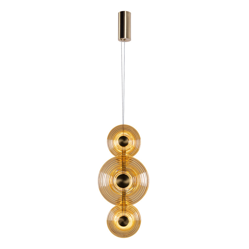 Подвесной светильник 30*20*222 см, 33W, Favourite Whirlpool 4571-6P латунь, стекло янтарного цвета