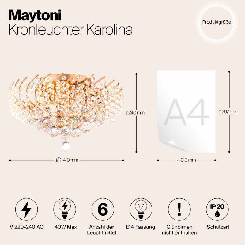 Люстра хрустальная диаметр 410 мм Maytoni DIA120-06-G золото