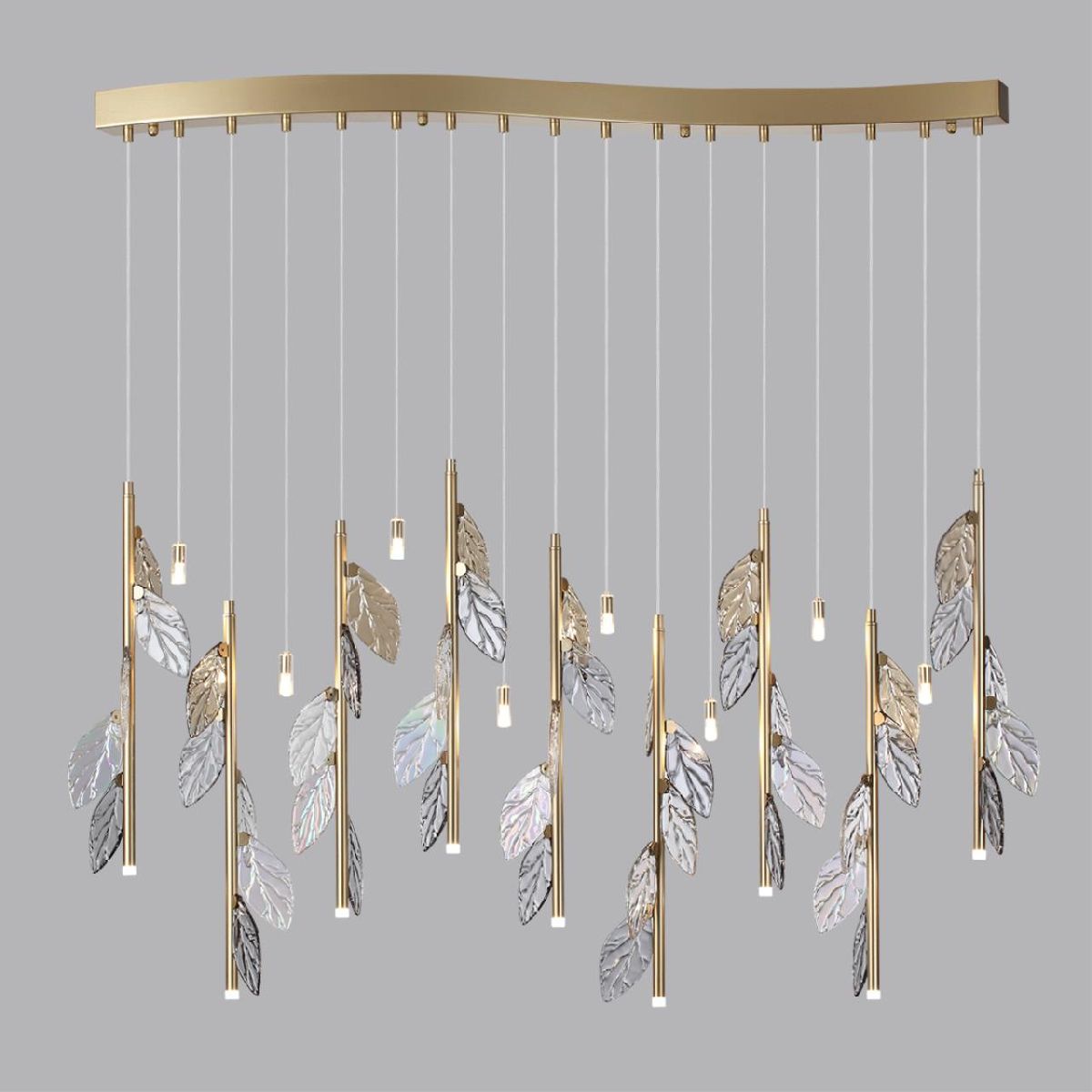 Подвесная люстра 128 см, 17*G4 LED 51W, Odeon Light L-vision Listva 5445/17, золото