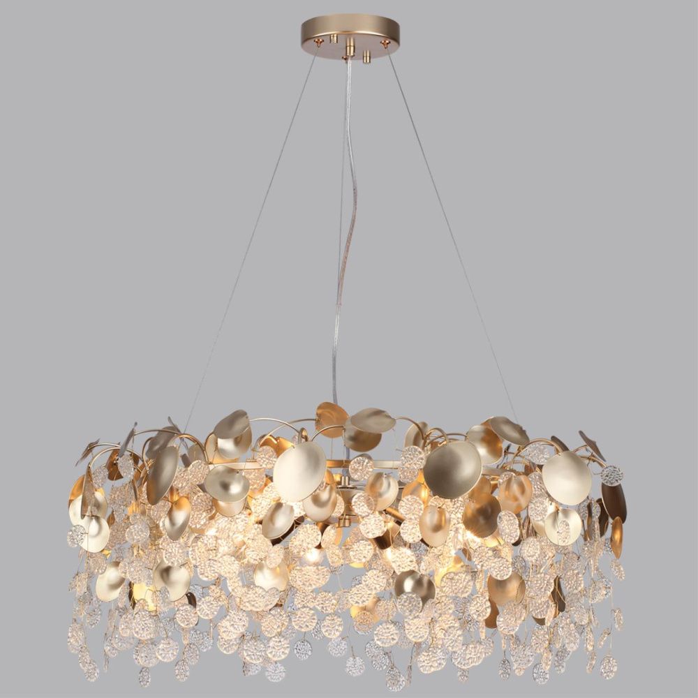 Люстра *70*63,5-133,5 см, 10*E14*40W, Odeon Light COINS 5104/10, золотистый/стекло