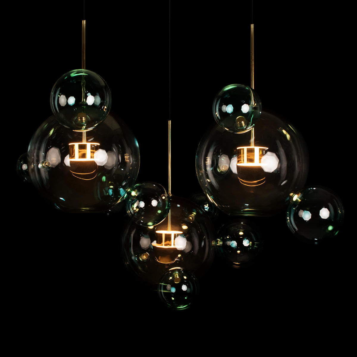 Подвесной светильник 120*60*68 см, 3*LED*10W LOFT IT Bolle 2027-S3 Blue золото