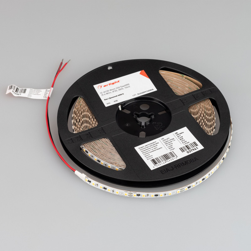 Лента IC-A120-8mm 24V Day4000 (9.6 W/m, IP20, 2835, 10m) (Arlight, стабилизированная) 037961. Цена указана за 10 метров. Продается кратно 10 метрам.
