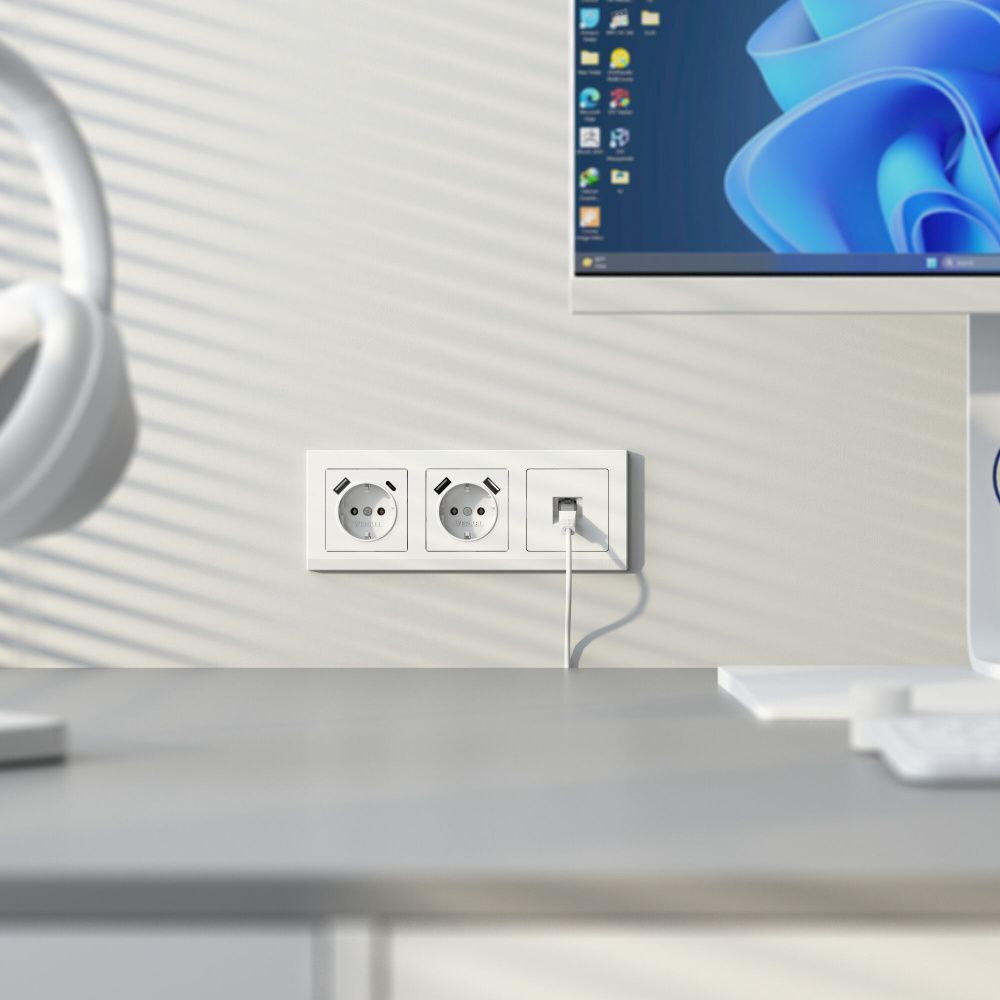 W5120001 Розетка Ethernet RJ-45 cat. 6A экранированная, белый матовый Werkel, 4690389213489