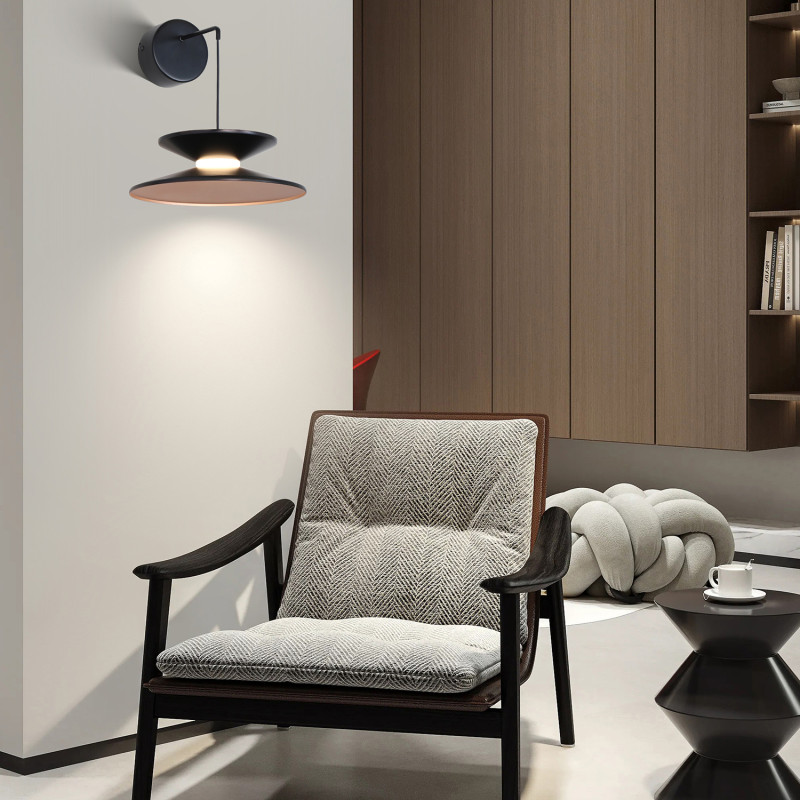 Бра 22*20*13,5 см, 4W, Favourite Platt 4372-1W матовое золото, черный матовый и белый акрил