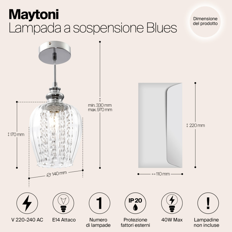 Подвес хрустальный диаметр 14 см Maytoni Fusion MOD044-PL-01-N прозрачный
