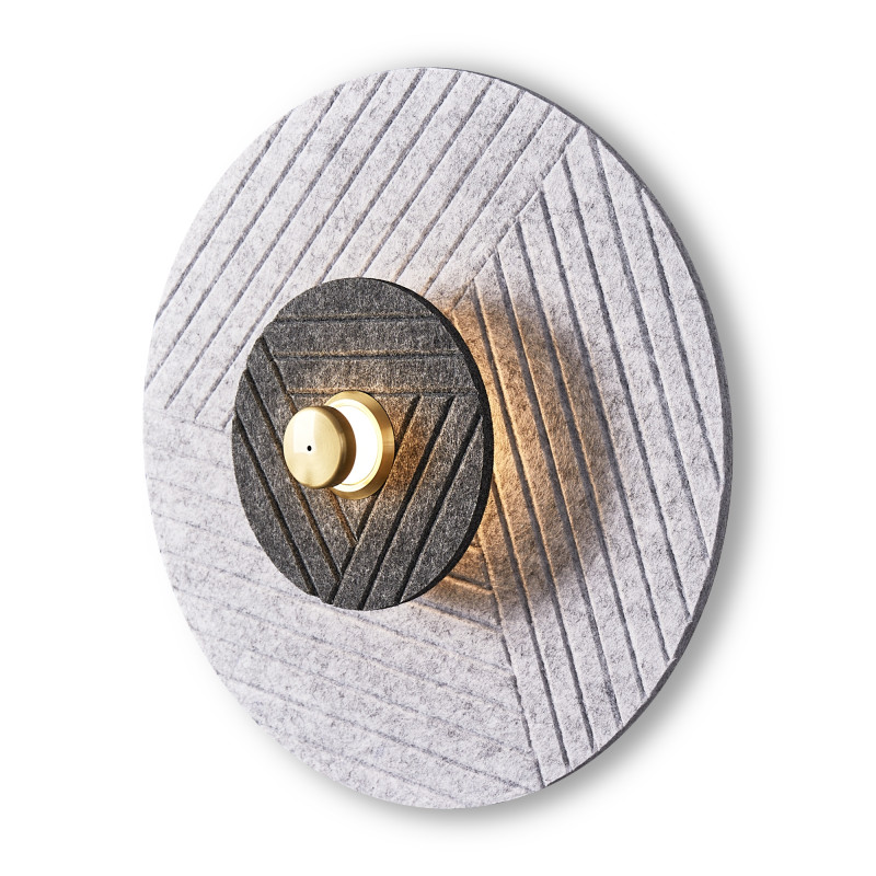 Настенный светильник 41 см, 5W, 3000K, Freya Acoustic FR5494WL-L4GR, черный-серый