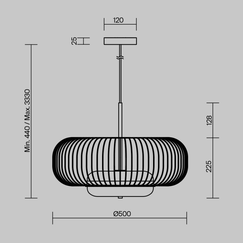 Подвесной светильник 50*337 см,  LED, 20W, 3000К, Maytoni Levitation MOD376PL-L30G3K латунный