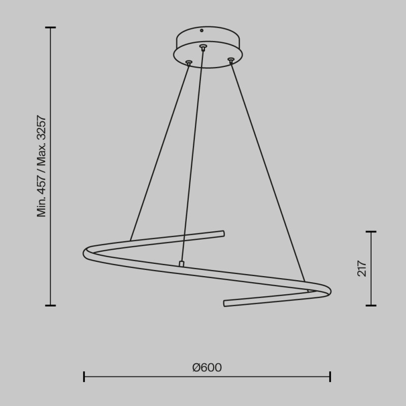 Подвесной светильник 60*60*325,7 см, LED, 31W, 3000К, Maytoni CURVE MOD242PL-L33BSK латунный