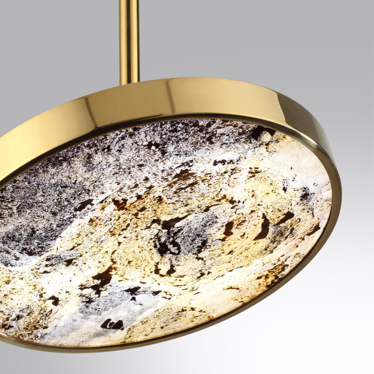 Подвес 23,6*23,6*180 см, LED 1*15W, 3000-4000-6000 К, Odeon Light Bergi 5079/15L, золотой глянцевый/серо-бежевый