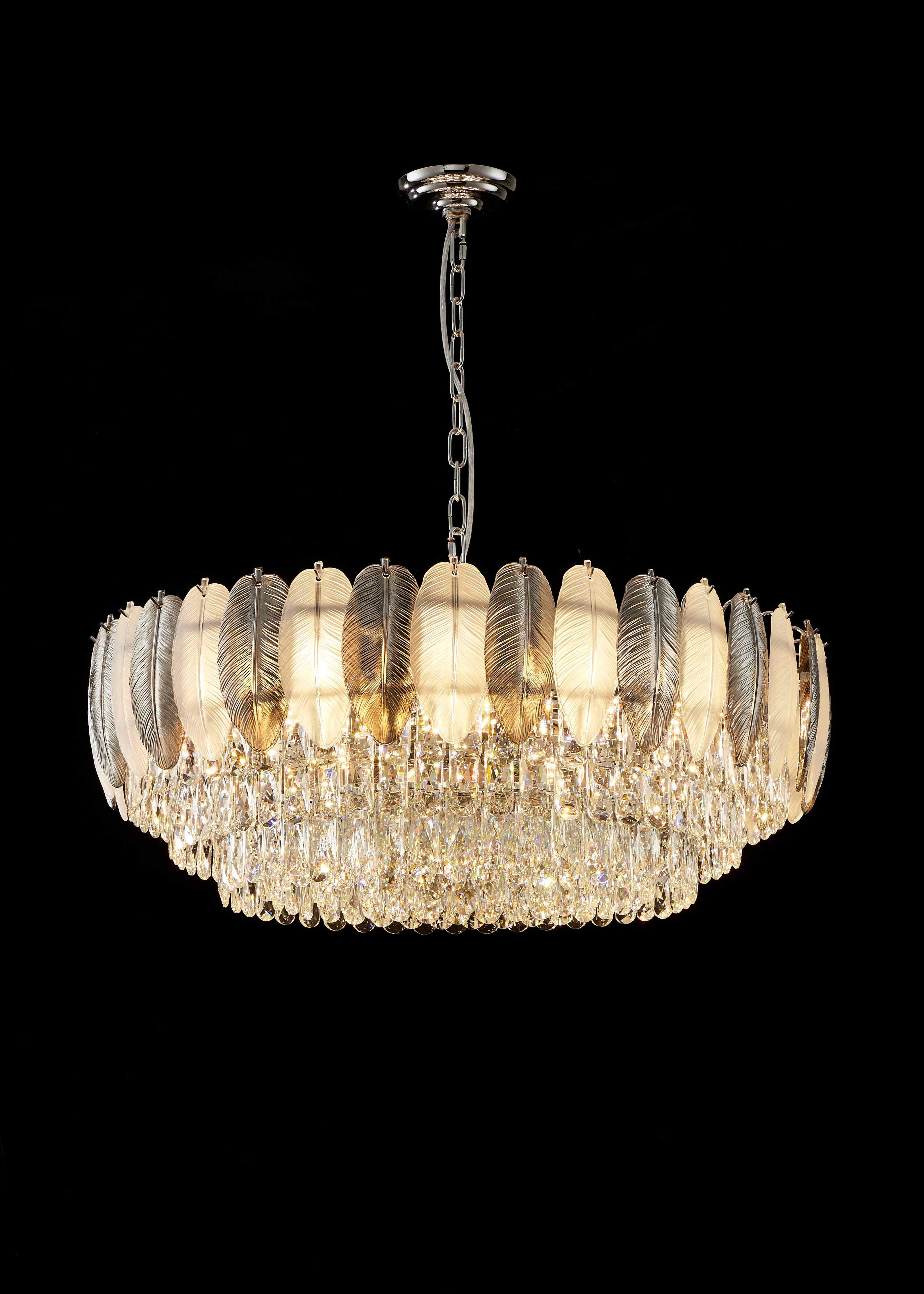 Люстра  800*350, 18*E14, 40W NewRgy Cristallo 17G-ф800*H300 CHROME, Хром