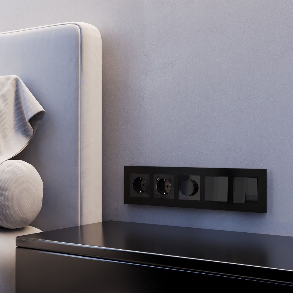 W0053508 Рамка на 5 постов  AluMax, черный алюминий Werkel, 4690389214325