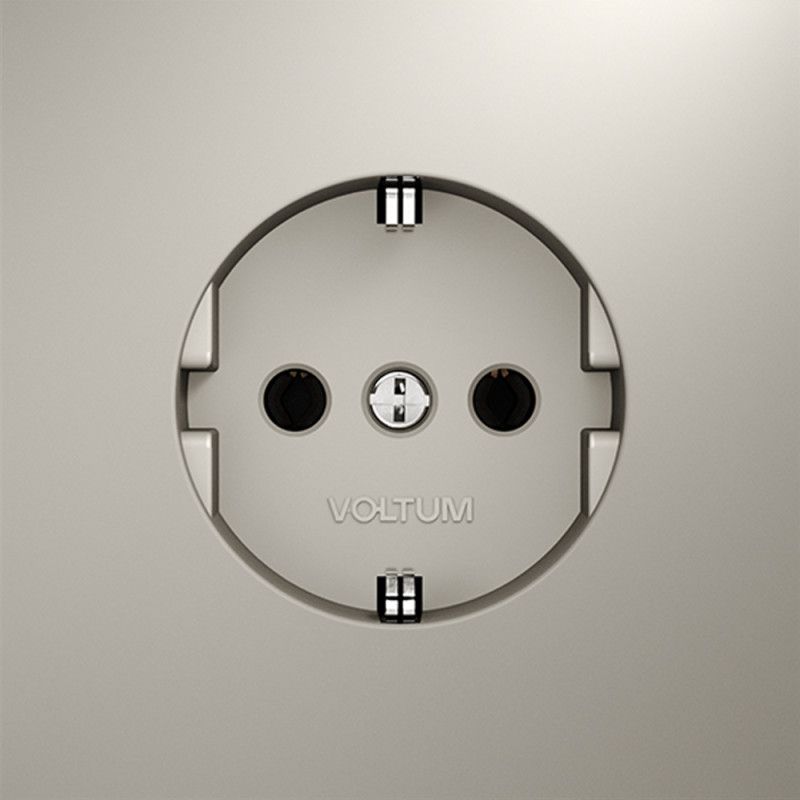 Розетка встраиваемая Voltum S70 с заземлением 16А, кашемир пластик Soft touch VLS040103