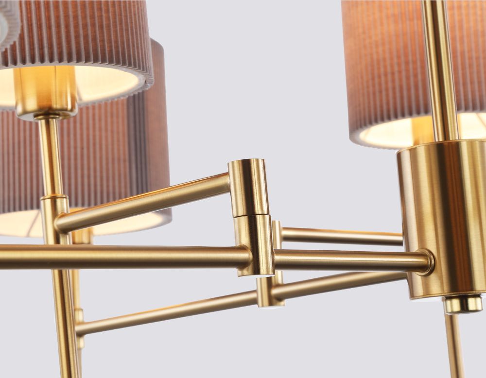 Люстра на штанге с абажурами **36,5-70,5 см, 8*E14*40W, K, Ambrella Light High Light LH72383, латунь