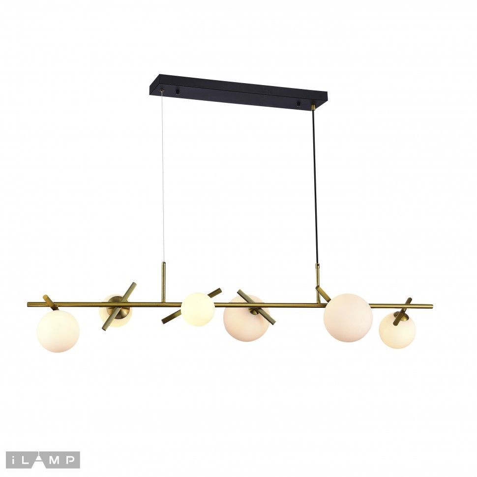 Подвесной светильник 130*27-120 см, 6*G9*180W, iLamp Golden 2134-6L BR+MBK, Латунь