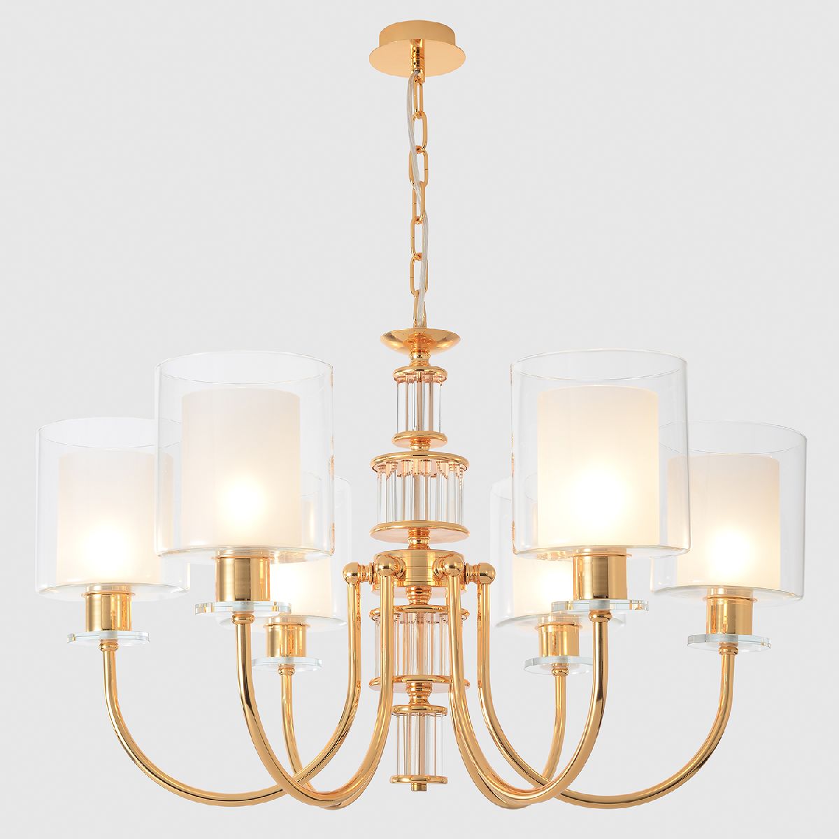 Подвесная люстра 75 см, Crystal Lux ELENA SP6 GOLD, золото