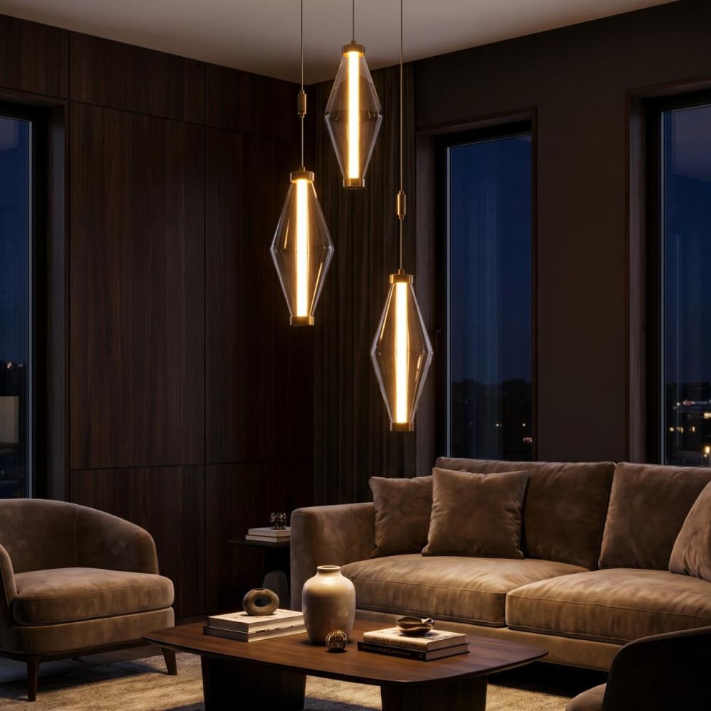 Подвесной светильник *33*60-140 см, *LED*15W, 3000K, Citilux Tanna CL253020, Латунь\Чёрный