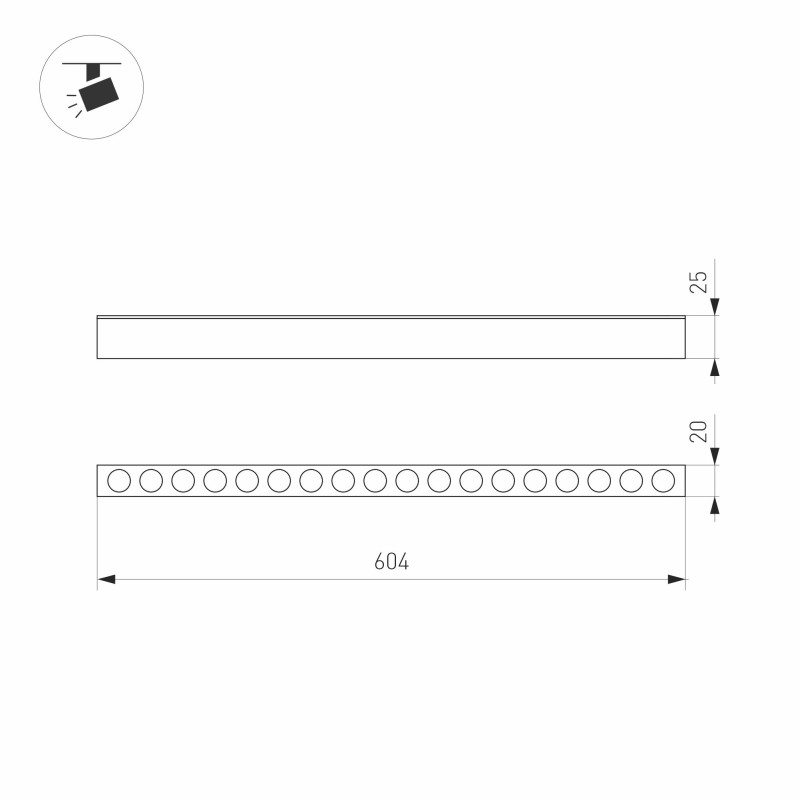 Светильник на шине Arlight 033236 60,4*2*2,5 см, 18W, белый (дневной)K,