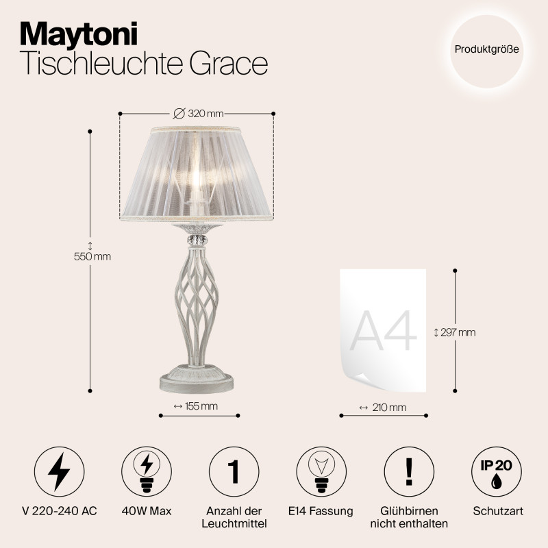 Настольная лампа Maytoni ARM247-00-G Кремовое золото