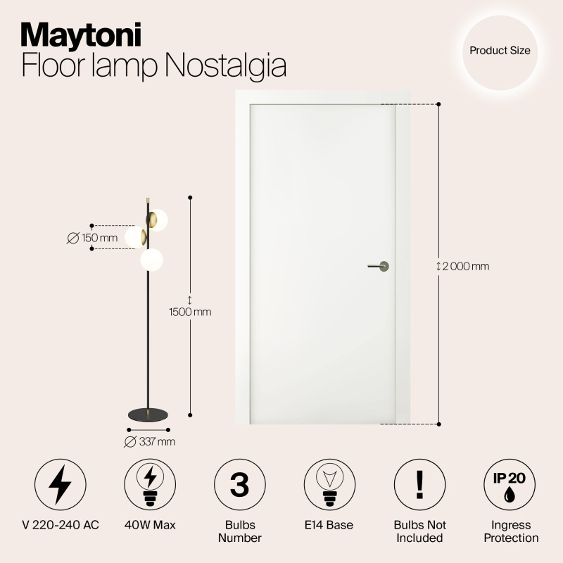 Светильник 150 см, Maytoni Nostalgia MOD048FL-03G, черный-золото