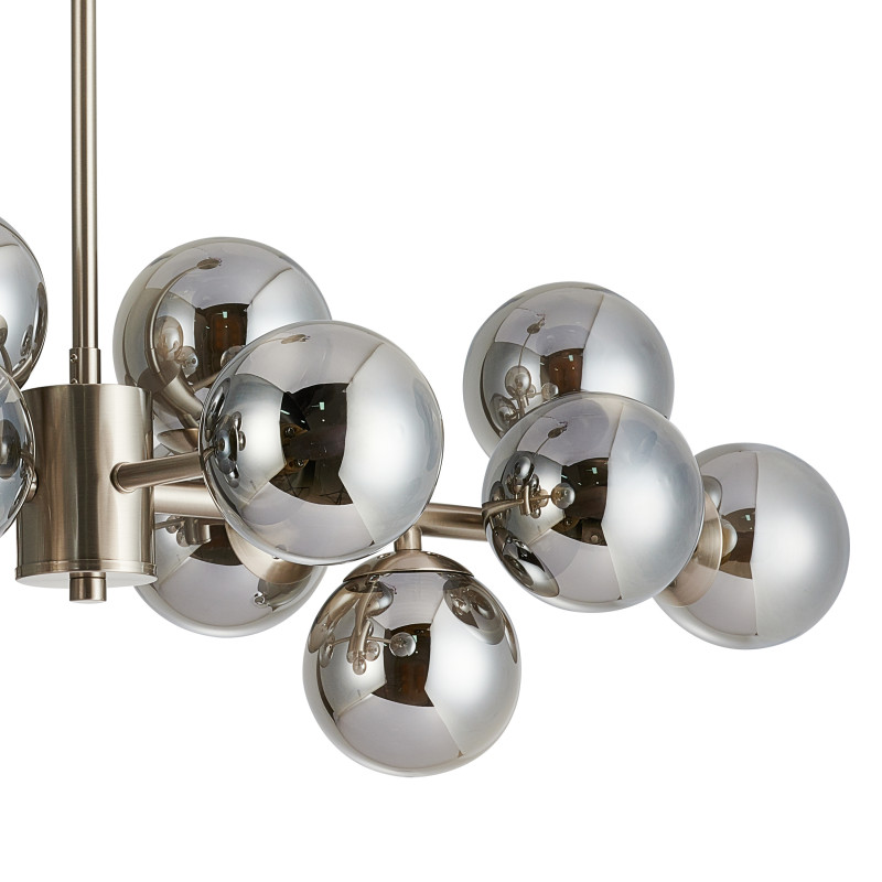 Подвесная люстра Favourite Varietas 2650-14P, L860*W430*H550, никель, плафоны из выдувного стекла дымчато-серого цвета