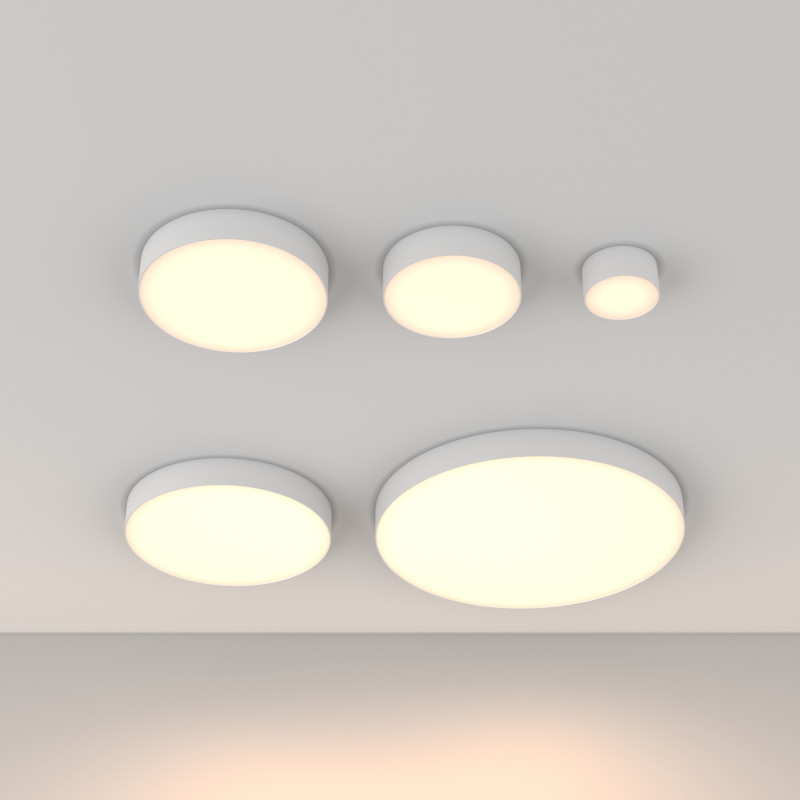 Накладной светильник 60*60*6 см, LED, 90W, 3000К, Maytoni Technical Zon C032CL-90W3K-RD-W белый