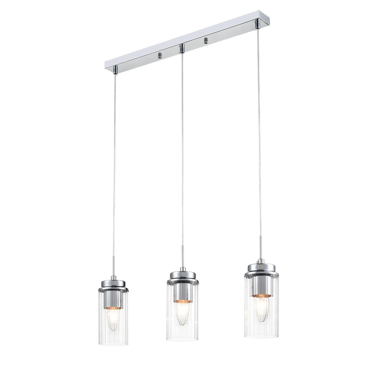 Подвесной светильник 8*54*80 см, 3*E14 Lumion ISHA 8102/3A хром, прозрачный