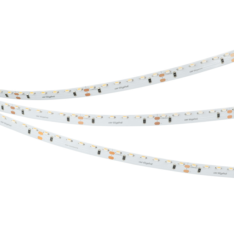 Лента RS-S120-8mm 24V Warm3000 (9.6 W/m, IP20, 3014, 5m) (Arlight, боковое свечение) 039429. Цена указана за 5 метров. Продается кратно 5 метрам.