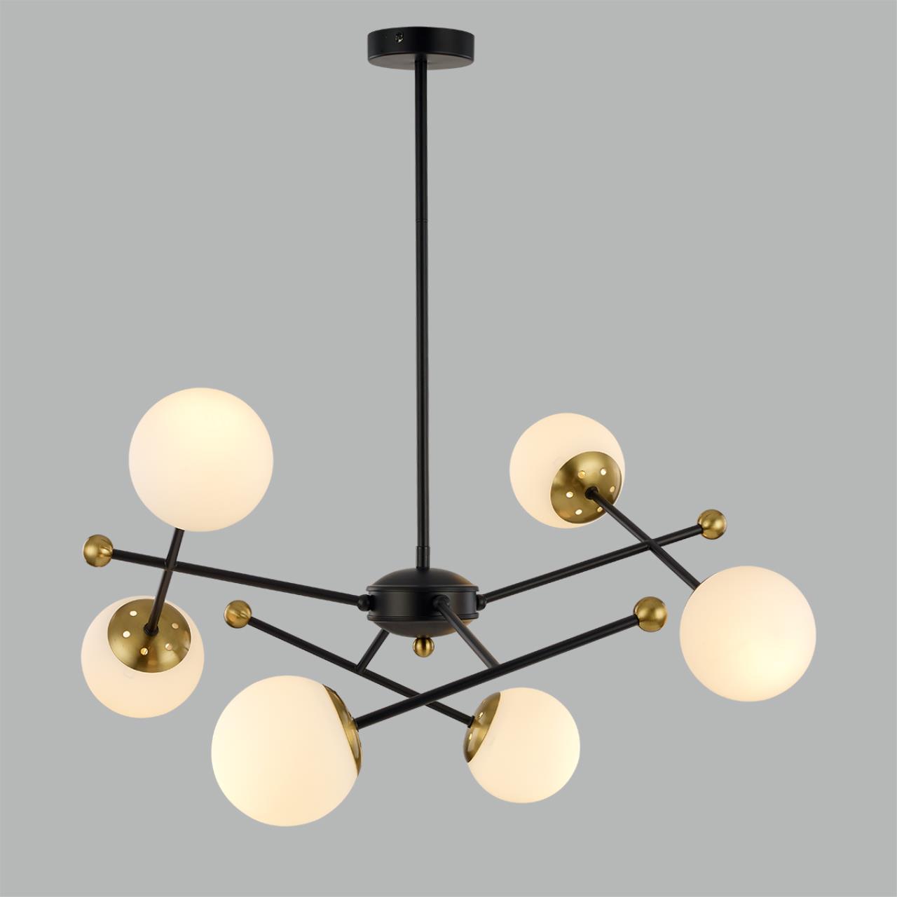 Люстра потолочная 73*73 см, 6*E14 Lumion Melody 6581/6 черный, золотой
