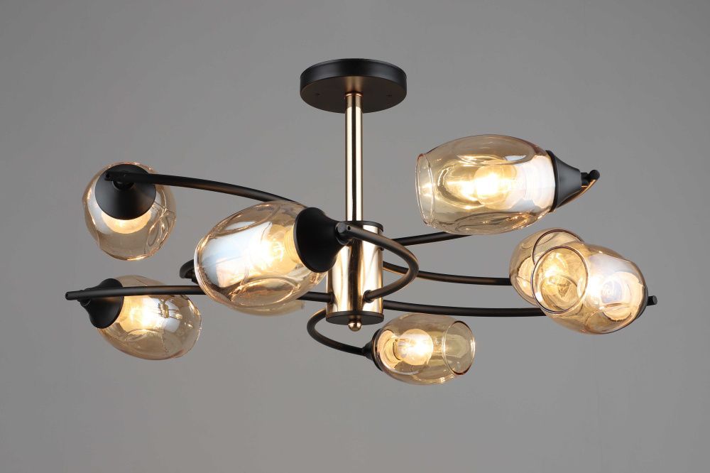 Люстра Ø640 x H300, мм, 6*40W (240W), FGD+BK (Золото+Чёрный) Rilon 3758/8 FGD+BK