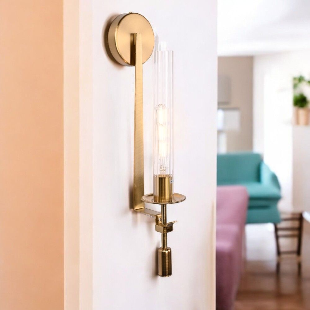 Бра Fontanelle Single Wall Lamp 15*11*58 см, 1*E27*60W, ImperiumLoft 44.442-0, Латунь