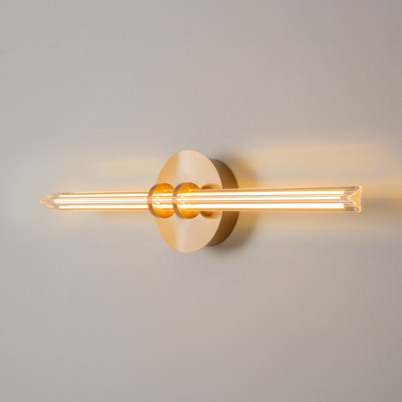 Бра 60*9*14 см, LED, 12W, 3000К, Maytoni Plume MOD340WL-L10BS3K латунный