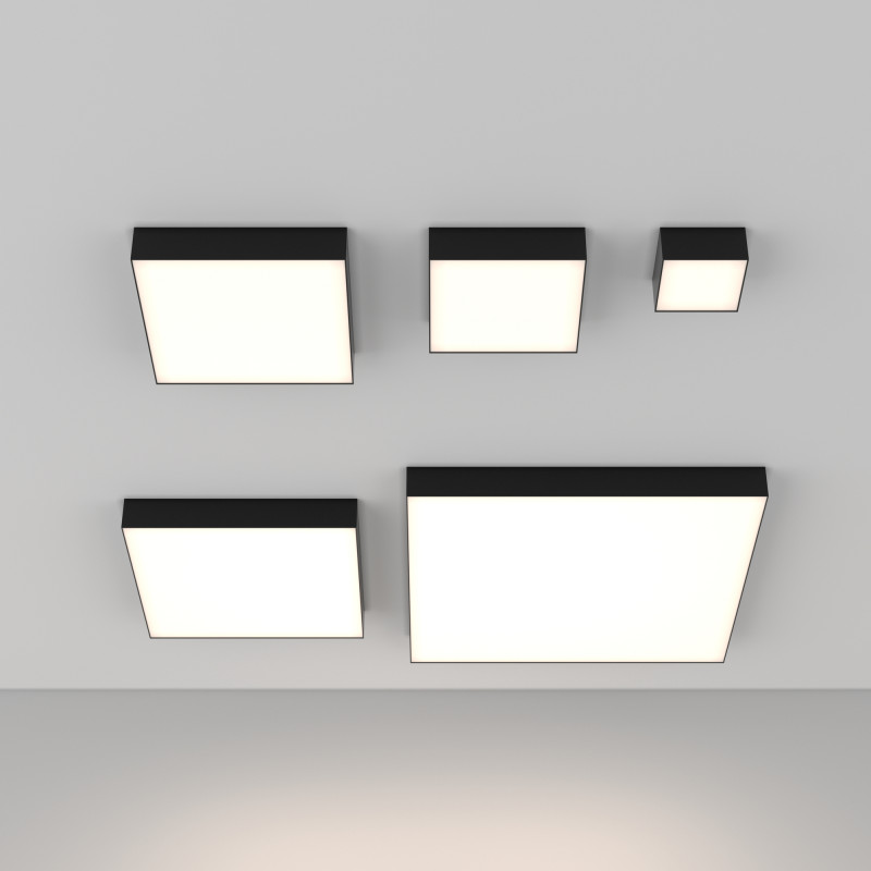 Накладной светильник 30*30*6 см, LED, 36W, 4000К, Maytoni Technical Zon C032CL-36W4K-SQ-B черный