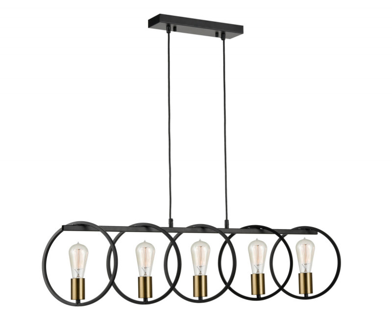Подвесной светильник 24*106*106 см, 5*E27 черный, золото Vele Luce Liberty VL6302P05