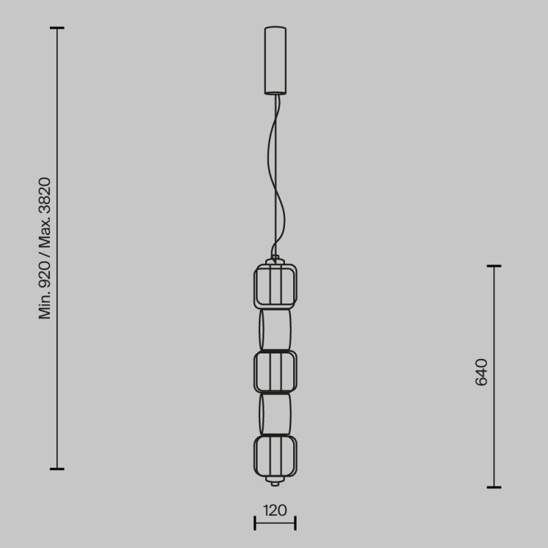 Подвесной светильник 12*12*382 см, LED*13W, 3000K, Maytoni Ritmo MOD381PL-L30B3K, черный