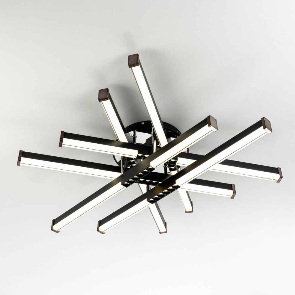 Светильник 70*70*15 см, LED*80W, 3000-6000K, Modelux  MDL.9374.600CL BK, Чёрный, Хром