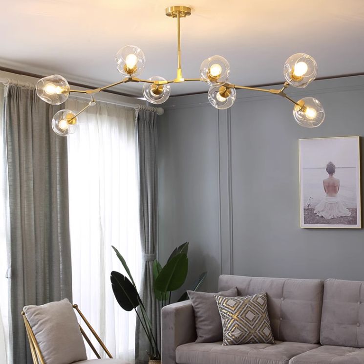 Люстра на штанге Адель Branching Bubble Chandelier L11 Black Amber 185*185*110 см, 11*E27*60W, ImperiumLoft 40,14, Чёрный