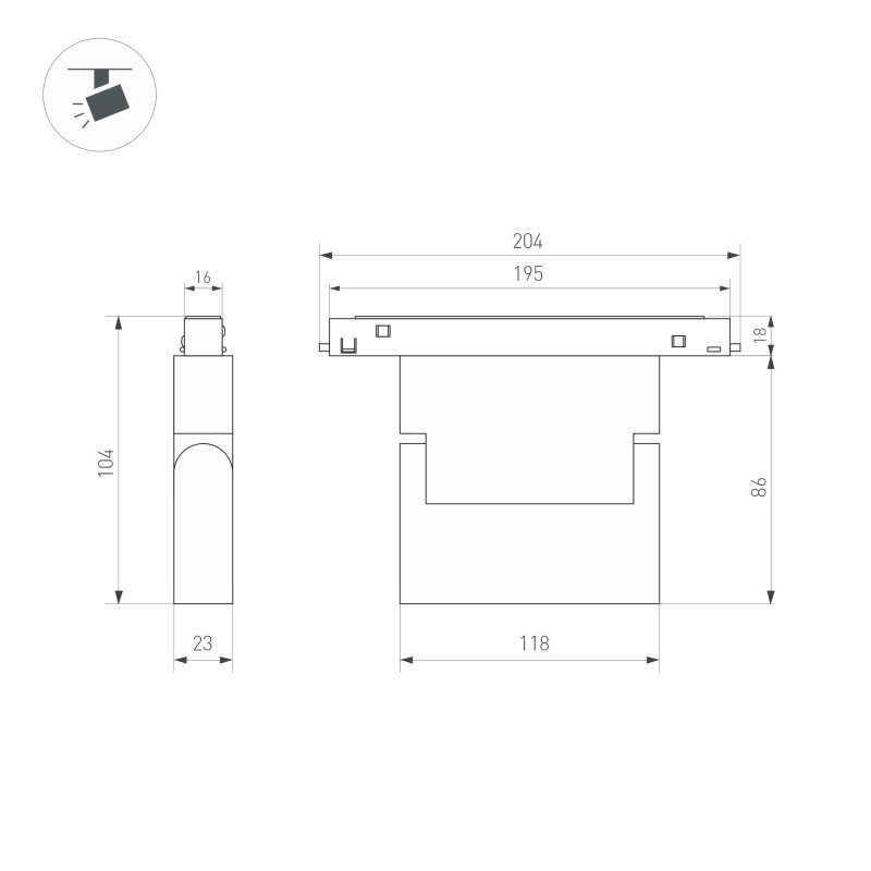 Светильник на шине Arlight 035860 20,4*2,3*10,4 см, 6W, белый (дневной)K,