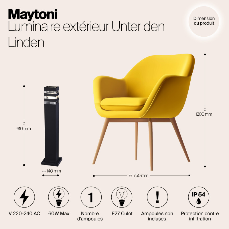 Уличный светильник 61 см Maytoni Unter den Linden O578FL-01B черный