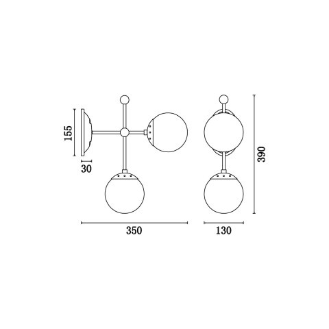 Бра 35*13*39 см, 2*E14 шампань Vele Luce Modena VL5014W02